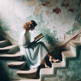 imagegratuite.com_00000484_M_d3-Woman-sitting-indoor-staircase-to-read